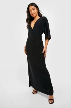 Petite - Robe Longue Soyeuse à Manches Larges