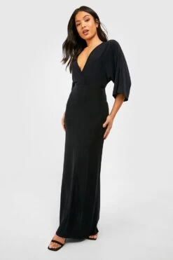 Petite - Robe Longue Soyeuse à Manches Larges -BOOHO Kleidung Magasin gzz51471 black xl 2