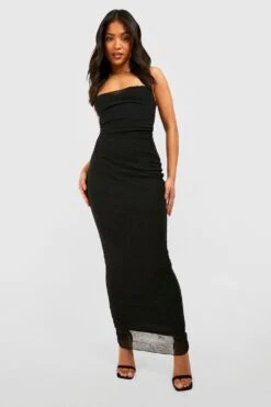 Petite - Robe Longue Texturée En Mesh -BOOHO Kleidung Magasin gzz51550 black xl 2