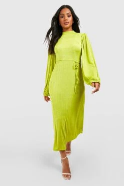 Robe Mi-longue Dos Nu à Col Montant -BOOHO Kleidung Magasin gzz51562 chartreuse xl 2