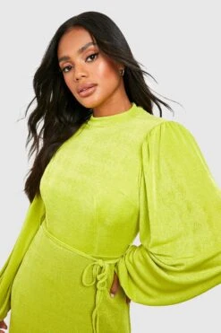 Robe Mi-longue Dos Nu à Col Montant -BOOHO Kleidung Magasin gzz51562 chartreuse xl 3