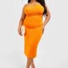Grande Taille - Robe Mi-longue Moulante à Col Bénitier -BOOHO Kleidung Magasin gzz51610 orange xl