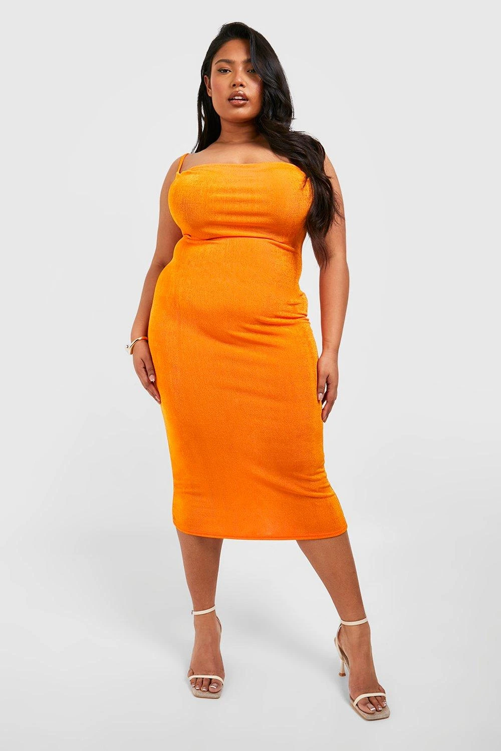 Grande Taille - Robe Mi-longue Moulante à Col Bénitier 5 Grande Taille - Robe Mi-longue Moulante à Col Bénitier – Image 3