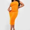Grande Taille - Robe Mi-longue à Col Carré -BOOHO Kleidung Magasin gzz51611 orange xl