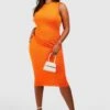 Grande Taille - Robe Mi-longue Texturée -BOOHO Kleidung Magasin gzz51620 orange xl
