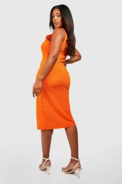 Grande Taille - Robe Mi-longue Texturée 7 Grande Taille - Robe Mi-longue Texturée -BOOHO Kleidung Magasin gzz51620 orange xl 1