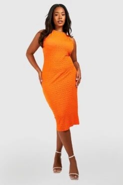 Grande Taille - Robe Mi-longue Texturée 8 Grande Taille - Robe Mi-longue Texturée -BOOHO Kleidung Magasin gzz51620 orange xl 2