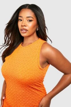 Grande Taille - Robe Mi-longue Texturée 9 Grande Taille - Robe Mi-longue Texturée -BOOHO Kleidung Magasin gzz51620 orange xl 3
