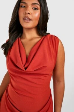 Grande Taille - Robe Mi-longue à Col Bénitier 9 Grande Taille - Robe Mi-longue à Col Bénitier -BOOHO Kleidung Magasin gzz51624 burnt20orange xl 3