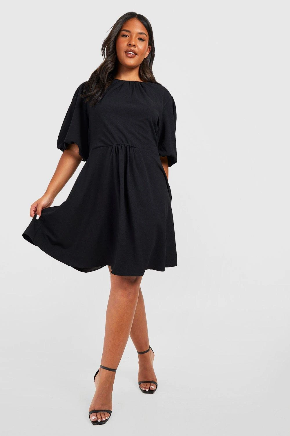 Grande Taille - Robe Patineuse à Manches Bouffantes 3 Grande Taille - Robe Patineuse à Manches Bouffantes