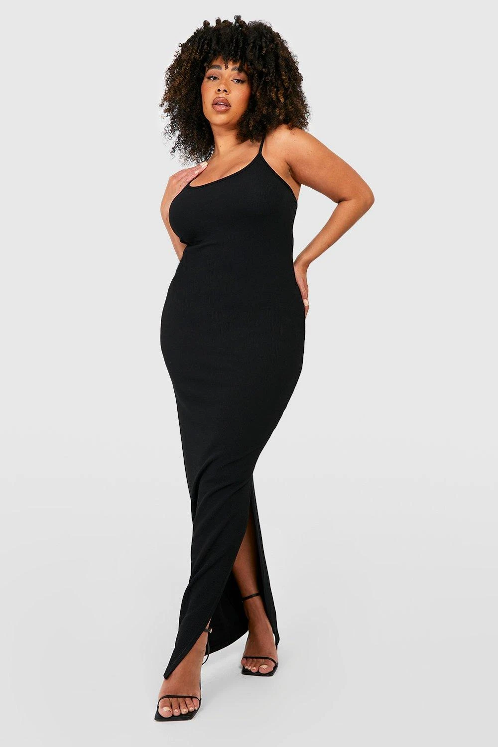 BOOHOO Grande Taille - Robe Longue Fendue Côtelée 5 BOOHOO Grande Taille - Robe Longue Fendue Côtelée – Image 3