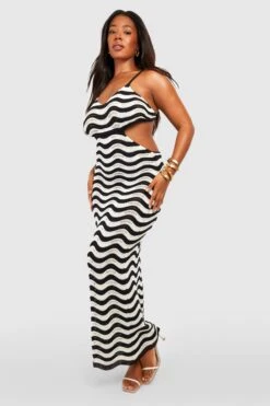 Grande Taille - Robe Mi-longue En Crochet à Découpe -BOOHO Kleidung Magasin gzz51655 black xl 2