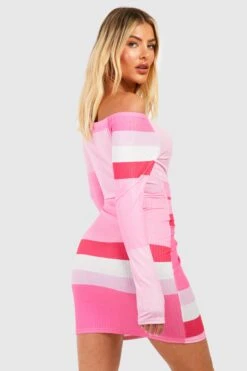 Robe Moulante Côtelée à épaules Dénudées -BOOHO Kleidung Magasin gzz51745 pink xl 1