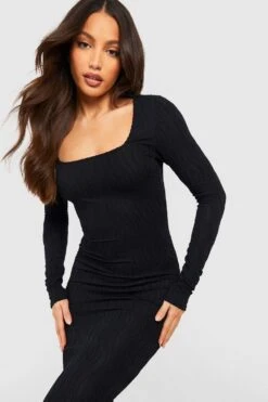 Tall - Robe Longue Texturée à Col Carré