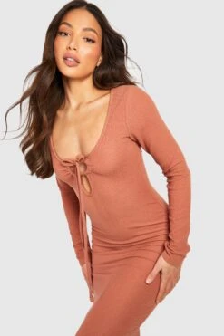 Tall - Robe Mi-longue Côtelée -BOOHO Kleidung Magasin gzz51769 rust xl 2