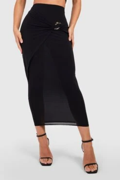 Robe Portefeuille Soyeuse à Anneau 9 Robe Portefeuille Soyeuse à Anneau -BOOHO Kleidung Magasin gzz51827 black xl 3