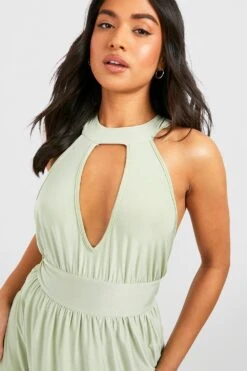 BOOHOO Petite - Robe Longue Découpée à Dos Croisé -BOOHO Kleidung Magasin gzz51848 sage xl 2