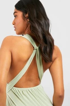 BOOHOO Petite - Robe Longue Découpée à Dos Croisé -BOOHO Kleidung Magasin gzz51848 sage xl 3