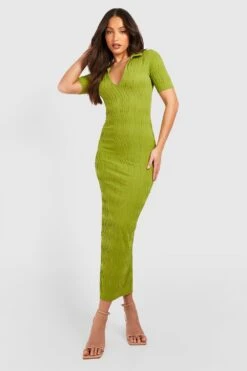 Tall - Robe Mi-longue Texturée -BOOHO Kleidung Magasin gzz51903 olive xl 2