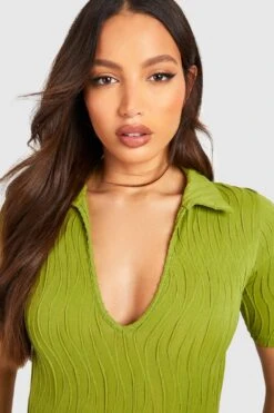 Tall - Robe Mi-longue Texturée -BOOHO Kleidung Magasin gzz51903 olive xl 3