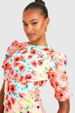 Tall - Robe Babydoll Fleurie à Volants -BOOHO Kleidung Magasin gzz51904 red xl 3