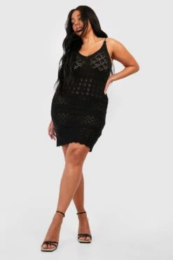 Grande Taille - Robe Courte En Crochet -BOOHO Kleidung Magasin gzz51906 black xl 2