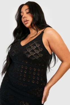 Grande Taille - Robe Courte En Crochet -BOOHO Kleidung Magasin gzz51906 black xl 3