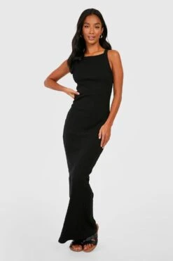 Petite - Robe Longue Dos Nageur Côtelée Premium -BOOHO Kleidung Magasin gzz52029 black xl 3