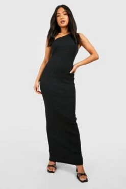 Petite - Robe Longue Asymétrique Côtelée Premium -BOOHO Kleidung Magasin gzz52030 black xl 2