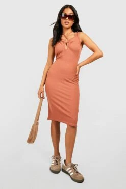 Petite - Robe Mi-longue Côtelée Dos Nu