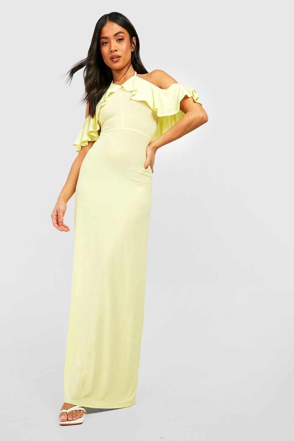 Petite - Robe Longue Soyeuse à épaules Dénudées 5 Petite - Robe Longue Soyeuse à épaules Dénudées – Image 3