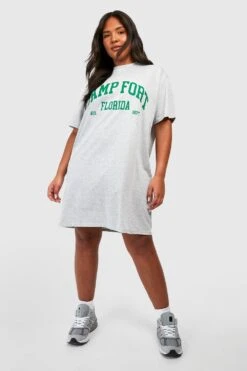 Grande Taille - Robe T-shirt à Slogan -BOOHO Kleidung Magasin gzz52057 grey20marl xl 2