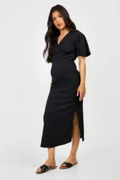 Maternité - Robe De Grossesse Texturée à Manches Larges -BOOHO Kleidung Magasin gzz52093 black xl 2