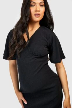 Maternité - Robe De Grossesse Texturée à Manches Larges -BOOHO Kleidung Magasin gzz52093 black xl 3
