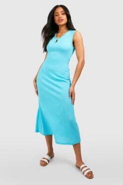 Robe Longue Texturée à Découpe -BOOHO Kleidung Magasin gzz52125 blue xl 2