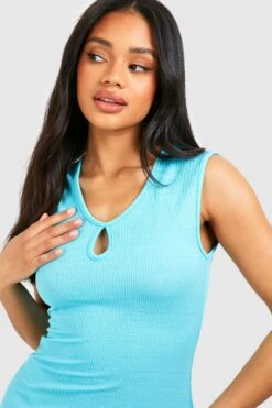 Robe Longue Texturée à Découpe -BOOHO Kleidung Magasin gzz52125 blue xl 3