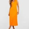 Robe Mi-longue Texturée à Col Contrastant -BOOHO Kleidung Magasin gzz52130 orange xl