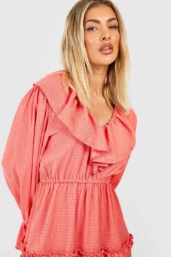 Robe D’été Texturée à Volants -BOOHO Kleidung Magasin gzz52163 coral xl 3