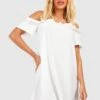 Robe Babydoll Texturée à épaules Dénudées -BOOHO Kleidung Magasin gzz52210 ivory xl