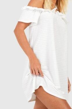 Robe Babydoll Texturée à épaules Dénudées 9 Robe Babydoll Texturée à épaules Dénudées -BOOHO Kleidung Magasin gzz52210 ivory xl 3