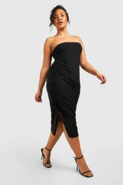 Grande Taille - Robe Fendue Froncée