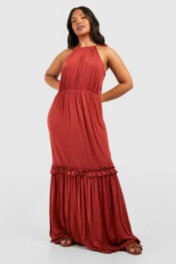 Grande Taille - Robe Longue Dos Nu à Volants -BOOHO Kleidung Magasin gzz52249 rust xl 2