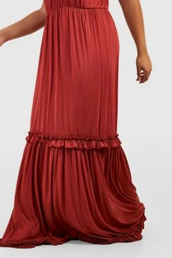 Grande Taille - Robe Longue Dos Nu à Volants -BOOHO Kleidung Magasin gzz52249 rust xl 3