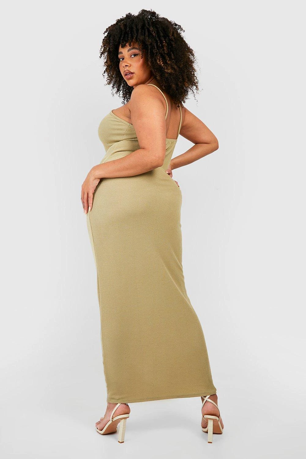 Grande Taille - Robe Longue Côtelée à Bretelles 4 Grande Taille - Robe Longue Côtelée à Bretelles – Image 2