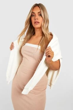 Grande Taille - Robe Longue à Col Contrastant -BOOHO Kleidung Magasin gzz52261 stone xl 3