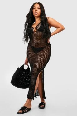 Grande Taille - Robe Longue Dos Nu En Crochet