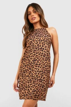 BOOHOO Robe Dos Nu à Imprimé Léopard