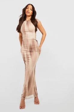 BOOHOO Tall - Robe Longue à Volants Et Imprimé Marbre