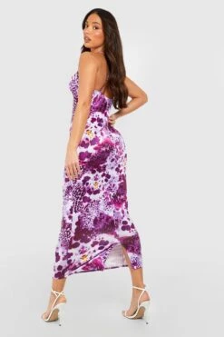 Tall - Robe Mi-longue Fleurie à Col Bénitier -BOOHO Kleidung Magasin gzz52410 lilac xl 1