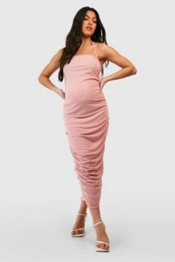 Maternité - Robe De Grossesse Froncée En Mesh -BOOHO Kleidung Magasin gzz52413 blush xl 2